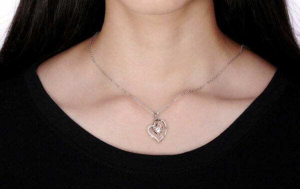 Herzkette Anhänger Halskette 925 Silber Damen-Kette Valentins-Geschenke Frauen – Bild 3