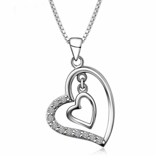 Herzkette Anhänger Halskette 925 Silber Damen-Kette Valentins-Geschenke Frauen – Bild 7