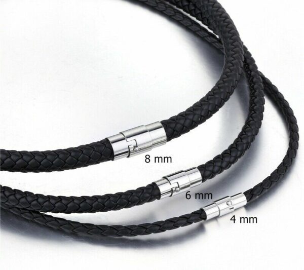 Echt Leder Kette geflochten Edelstahl Magnet Halskette Braun Schwarz 4 - 8 mm – Bild 15