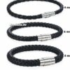 Echt Leder Kette geflochten Edelstahl Magnet Halskette Braun Schwarz 4 - 8 mm – Bild 16
