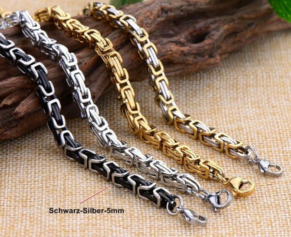 Edelstahl Armbänder Massiv Panzer Figaro Schlangen Königs-Armband Herren Damen – Bild 28
