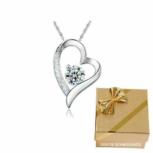 Herzkette Anhänger Halskette 925 Silber Damen-Kette Valentins-Geschenke Frauen – Bild 21
