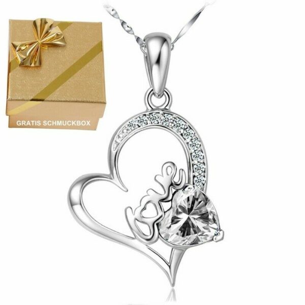 Herzkette Anhänger Halskette 925 Silber Damen-Kette Valentins-Geschenke Frauen – Bild 20