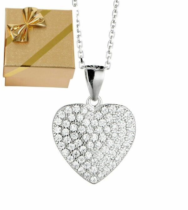 Herzkette Anhänger Halskette 925 Silber Damen-Kette Valentins-Geschenke Frauen – Bild 16