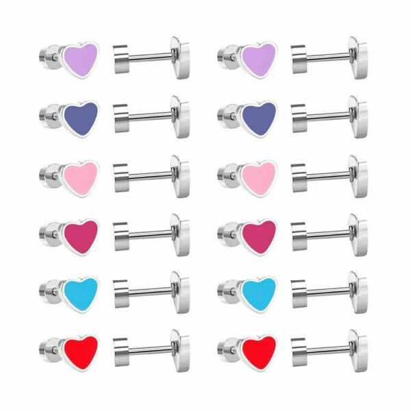 2 Herz Ohrstecker Edelstahl Vergoldet Silber Ohrringe Damen Geschenke für Frauen – Bild 7