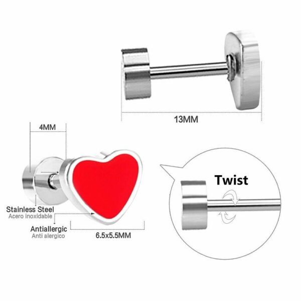 2 Herz Ohrstecker Edelstahl Vergoldet Silber Ohrringe Damen Geschenke für Frauen – Bild 9