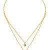 Doppel Kreuz Anhänger Rund Halskette Edelstahl Silber Gelbgold Zirkonia Damen – Bild 5
