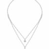 Doppel Kreuz Anhänger Rund Halskette Edelstahl Silber Gelbgold Zirkonia Damen – Bild 6
