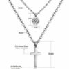 Doppel Kreuz Anhänger Rund Halskette Edelstahl Silber Gelbgold Zirkonia Damen – Bild 10