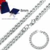 Panzerkette + Panzerarmband SET Edelstahl Massiv Halskette Armband Herrenschmuck