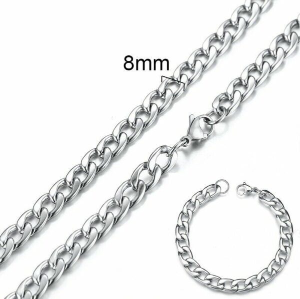 Panzerkette + Panzerarmband SET Edelstahl Massiv Halskette Armband Herrenschmuck – Bild 6