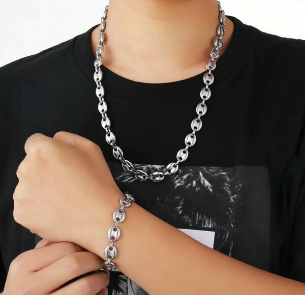 Steg Panzerkette Bohnenkette Armband Edelstahl Schiffs-Ankerkette Königskette – Bild 9