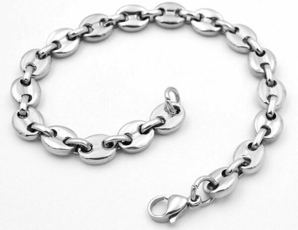 Steg Panzerkette Bohnenkette Armband Edelstahl Schiffs-Ankerkette Königskette – Bild 4