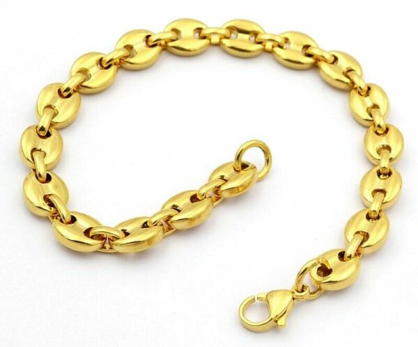 Steg Panzerkette Bohnenkette Armband Edelstahl Schiffs-Ankerkette Königskette – Bild 12