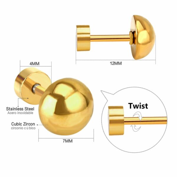 2 Runde Ohrstecker Edelstahl Vergoldet Silber Ohrringe Damen Herren Geschenk – Bild 4
