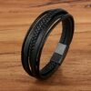 Deluxe Leder-Armband Wickel 6 Reihig geflochten Edelstahl Echtleder Herren Damen – Bild 11