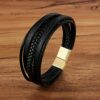 Deluxe Leder-Armband Wickel 6 Reihig geflochten Edelstahl Echtleder Herren Damen – Bild 12
