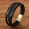 Deluxe Leder-Armband Wickel 6 Reihig geflochten Edelstahl Echtleder Herren Damen – Bild 13