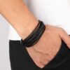 Deluxe Leder-Armband Wickel 6 Reihig geflochten Edelstahl Echtleder Herren Damen – Bild 3