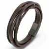 Deluxe Leder-Armband Wickel 6 Reihig geflochten Edelstahl Echtleder Herren Damen – Bild 7
