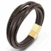 Deluxe Leder-Armband Wickel 6 Reihig geflochten Edelstahl Echtleder Herren Damen – Bild 9
