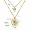 Doppel Anhänger Halskette Edelstahl Silber Gelbgold Zirkonia Kristalle Damen – Bild 5