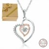 ❤️Herz Anhänger Halskette 925 Silber Rosegold Herzkette Damen Valentinsgeschenk