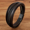 Deluxe Leder-Armband Wickel 6 Reihig geflochten Edelstahl Echtleder Herren Damen – Bild 20