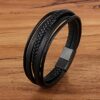 Deluxe Leder-Armband Wickel 6 Reihig geflochten Edelstahl Echtleder Herren Damen – Bild 17