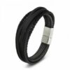Deluxe Leder-Armband Wickel 6 Reihig geflochten Edelstahl Echtleder Herren Damen – Bild 15