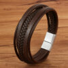 Deluxe Leder-Armband Wickel 6 Reihig geflochten Edelstahl Echtleder Herren Damen – Bild 19