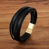 Deluxe Leder-Armband Wickel 6 Reihig geflochten Edelstahl Echtleder Herren Damen – Bild 18