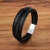 Deluxe Leder-Armband Wickel 6 Reihig geflochten Edelstahl Echtleder Herren Damen – Bild 16